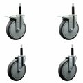 Service Caster 6'' Thermoplastic Rubber Swivel 3/4'' Expanding Stem Caster Set 2 Total Lock Brakes, 4PK SCC-EXTTL20S614-TPRB-2-S-2-34